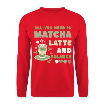 Motif d’équilibre du Matcha Latte - Sweat-shirt Unisexe - rouge - Devant - Alina (178cm) & Michal (187cm)