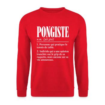 Pongiste – Définition humoristique - Sweat-shirt Unisexe - rouge - Devant - Alina (178cm) & Michal (187cm)