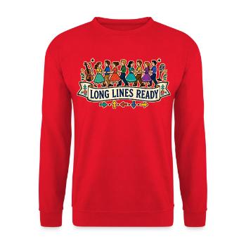 LONG LINES READY - Unisex Pullover - Rot - Vorne - Alina (178cm) & Michal (187cm)