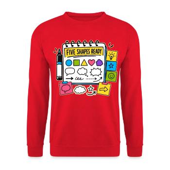 FIVE SHAPES READY - Unisex Pullover - Rot - Vorne - Alina (178cm) & Michal (187cm)