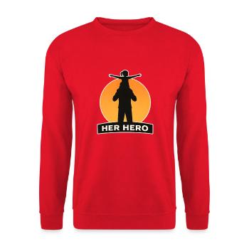 Ihre Heldenumarmung - Unisex Pullover - Rot - Vorne - Alina (178cm) & Michal (187cm)