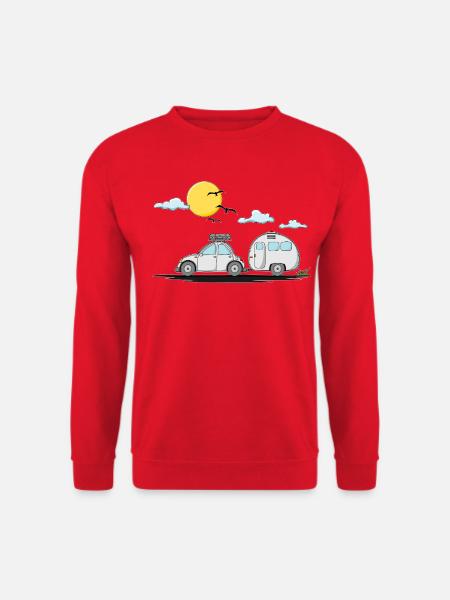 Wohnwagen Auto mit Anhänger - Unisex Pullover - Rot