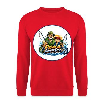 Angeln mit Opa - Unisex Pullover - Rot - Vorne - Alina (178cm) & Michal (187cm)