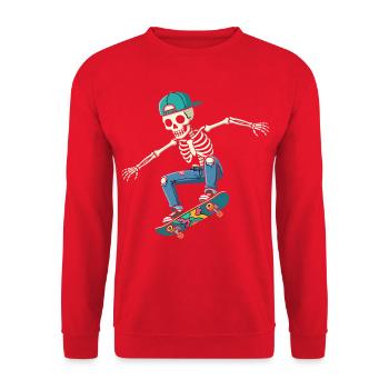 Skateboard Skater Retro Vintage Skaten Geschenk - Unisex Pullover - Rot - Vorne - Alina (178cm) & Michal (187cm)