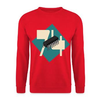 74 Series – Retro Logic Chip V2 - Unisex Pullover - Rot - Vorne - Alina (178cm) & Michal (187cm)