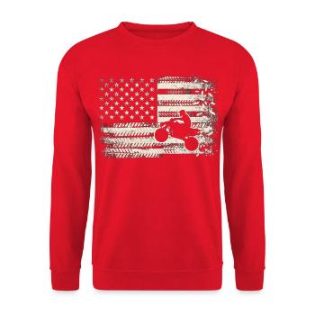 Nervöser Flagge-ATV-Fahrer Grunge - Unisex Pullover - Rot - Vorne - Alina (178cm) & Michal (187cm)