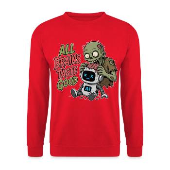 KI Zombie Halloween - Unisex Pullover - Rot - Vorne - Alina (178cm) & Michal (187cm)