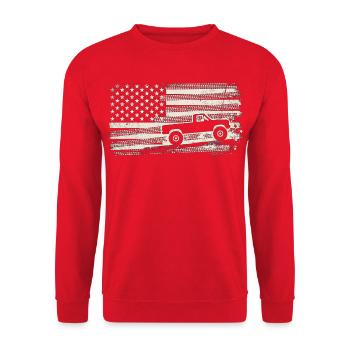 Flaggierter Pickup Offroad-Spirit - Unisex Pullover - Rot - Vorne - Alina (178cm) & Michal (187cm)