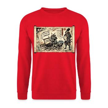 Samurai Zensur Ukiyo-e - Unisex Pullover - Rot - Vorne - Alina (178cm) & Michal (187cm)