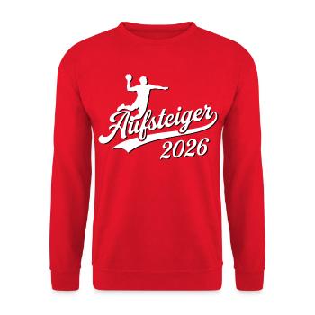 Handball Aufsteiger Meister Shirt 2026 weiß - Unisex Pullover - Rot - Vorne - Alina (178cm) & Michal (187cm)