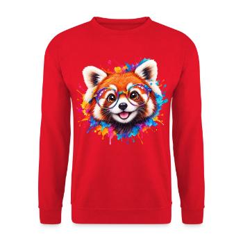 Roter Panda mit Brille - Unisex Pullover - Rot - Vorne - Alina (178cm) & Michal (187cm)
