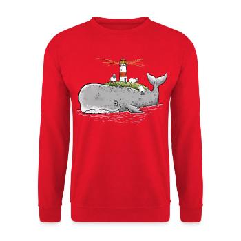 Pottwal Insel Wal Schafe Maritim Leuchtturm  - Unisex Pullover - Rot - Vorne - Alina (178cm) & Michal (187cm)