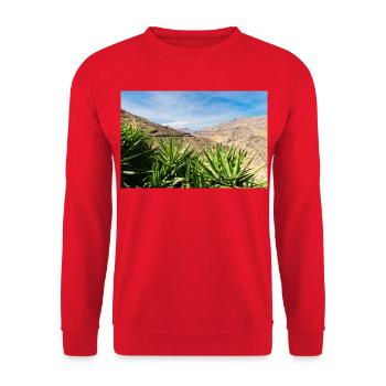 Gran Canaria Berglandschaft - Unisex Pullover - Rot - Vorne - Alina (178cm) & Michal (187cm)