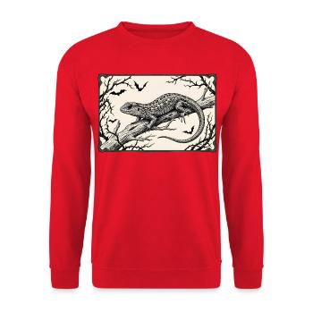 Gotische Eidechse - Unisex Pullover - Rot - Vorne - Alina (178cm) & Michal (187cm)