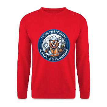 Lustige Ingenieur-Biber-Mathematik, die du nicht verstehst - Unisex Pullover - Rot - Vorne - Alina (178cm) & Michal (187cm)
