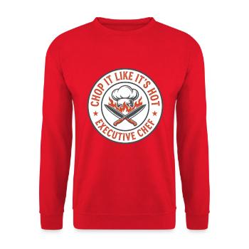 Küchenchef, schneide es wie sein heißes Küchengeschenk - Unisex Pullover - Rot - Vorne - Alina (178cm) & Michal (187cm)