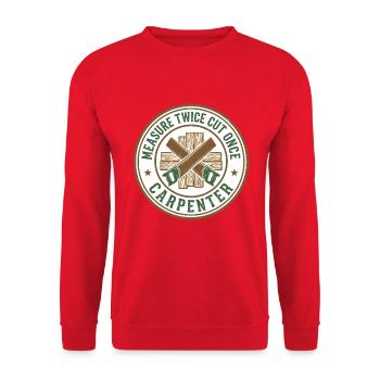 Zimmermann Mess zweimal geschnitten Einmal Holzarbeiter Geschenk - Unisex Pullover - Rot - Vorne - Alina (178cm) & Michal (187cm)