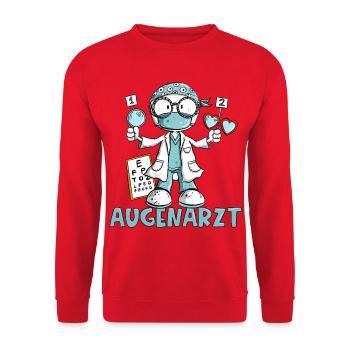 Augenarzt Sehtest Cartoon Facharzt Geschenk - Unisex Pullover - Rot - Vorne - Alina (178cm) & Michal (187cm)