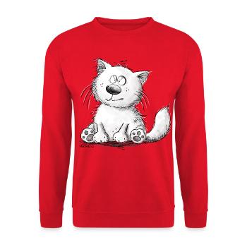 Mürrische Katze mit schlechter Laune - Unisex Pullover - Rot - Vorne - Alina (178cm) & Michal (187cm)