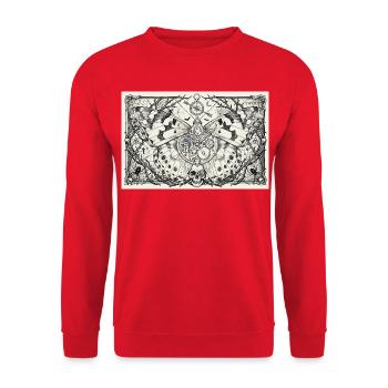 Steampunk Schmetterling Halloween - Unisex Pullover - Rot - Vorne - Alina (178cm) & Michal (187cm)