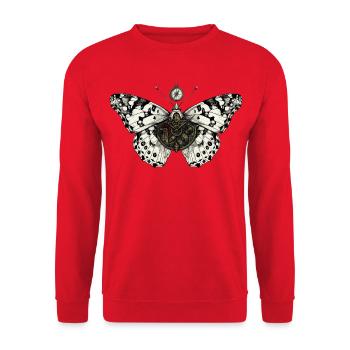 Steampunk-Motten-Halloween - Unisex Pullover - Rot - Vorne - Alina (178cm) & Michal (187cm)