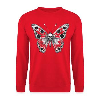Gotischer Mottenschädel - Unisex Pullover - Rot - Vorne - Alina (178cm) & Michal (187cm)