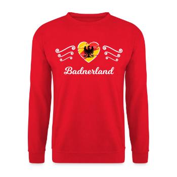 Badnerland Adler Herz - Unisex Pullover - Rot - Vorne - Alina (178cm) & Michal (187cm)