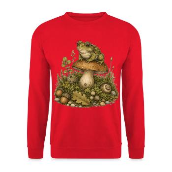 Goblincore Wald-Funde – Prinz auf Pilz - Unisex Pullover - Rot - Vorne - Alina (178cm) & Michal (187cm)