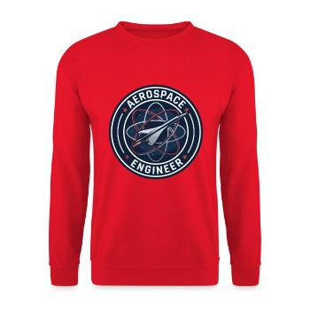 Luft- und Raumfahrtingenieur-Überschalljet-Abzeichen-Geschenk - Unisex Pullover - Rot - Vorne - Alina (178cm) & Michal (187cm)