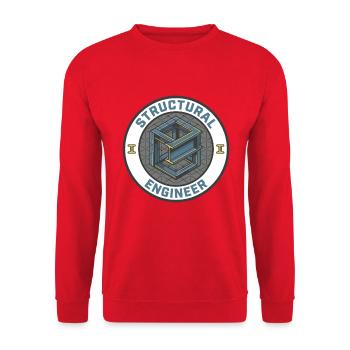 Stahl-I-Beam-Abzeichen für Statikingenieur Geschenk - Unisex Pullover - Rot - Vorne - Alina (178cm) & Michal (187cm)