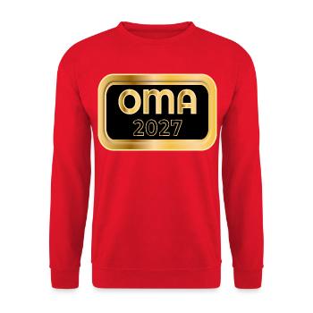 Baby verkünden, Oma 2027 - Unisex Pullover - Rot - Vorne - Alina (178cm) & Michal (187cm)