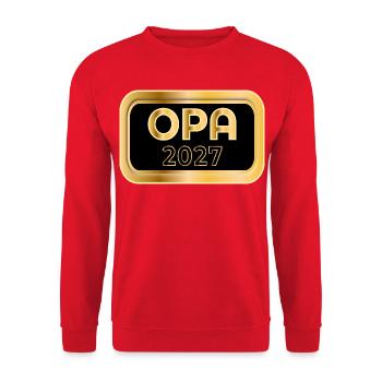 Baby verkünden, Opa 2027 - Unisex Pullover - Rot - Vorne - Alina (178cm) & Michal (187cm)