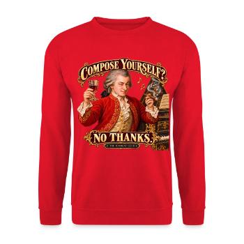 Lustiges Mozart-Geschenk – Sammeln Sie sich? Nein danke! - Unisex Pullover - Rot - Vorne - Alina (178cm) & Michal (187cm)