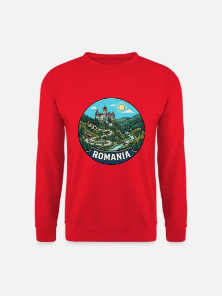Rumänien Reiseabzeichen Bran Dracula Schloss - Unisex Pullover - Rot