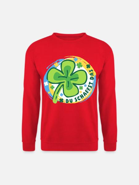 Glücksbringer - Glücksklee - Du schaffst das! - Unisex Pullover - Rot