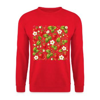Erdbeeren Muster Beeren Sommer Botanisch Früchte - Unisex Pullover - Rot - Vorne - Alina (178cm) & Michal (187cm)