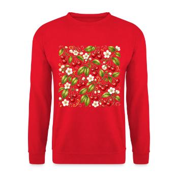 Kirschen Muster Botanisch Sommer Garten Früchte - Unisex Pullover - Rot - Vorne - Alina (178cm) & Michal (187cm)