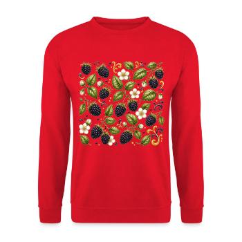 Brombeeren Muster Beeren Wald Botanisch Früchte - Unisex Pullover - Rot - Vorne - Alina (178cm) & Michal (187cm)