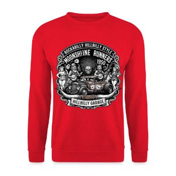 Moonshine Runners Hillbilly Garage 1950 - Unisex Pullover - Rot - Vorne - Alina (178cm) & Michal (187cm)