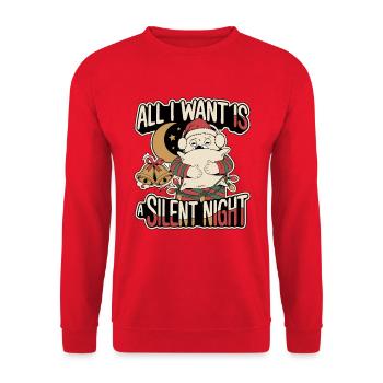All I Want Is a Silent Night – Weihnachtsbär - Unisex Pullover - Rot - Vorne - Alina (178cm) & Michal (187cm)