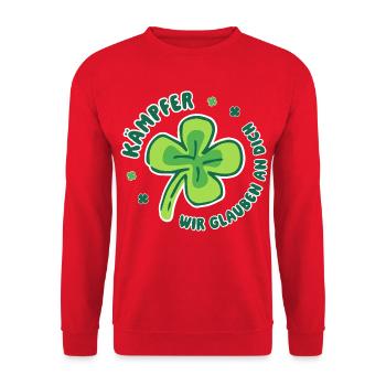 Kämpfer – Wir glauben an dich - Mutmacher - Unisex Pullover - Rot - Vorne - Alina (178cm) & Michal (187cm)