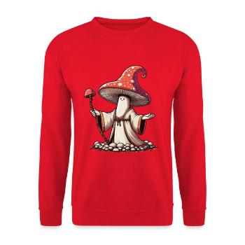 Pilz Zauberer - Unisex Pullover - Rot - Vorne - Alina (178cm) & Michal (187cm)