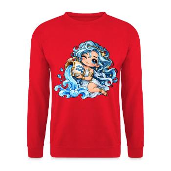 Wassermann Sternzeichen Frauen Kawaii - Unisex Pullover - Rot - Vorne - Alina (178cm) & Michal (187cm)