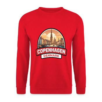 Kopenhagen, Dänemark Reiseabzeichen Nyhavn Kanal Geschenk - Unisex Pullover - Rot - Vorne - Alina (178cm) & Michal (187cm)