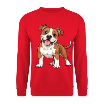 American Staffordshire Terrier Kawaii Style - Unisex Pullover - Rot - Vorne - Alina (178cm) & Michal (187cm)