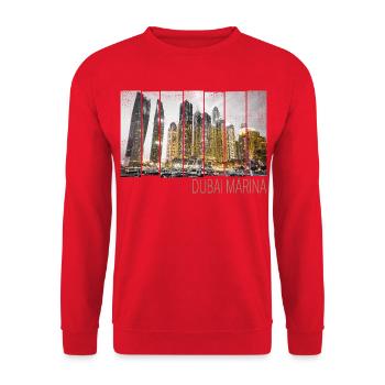 Dubai Marina in VAE Skyline Vintage Panorama - Unisex Pullover - Rot - Vorne - Alina (178cm) & Michal (187cm)