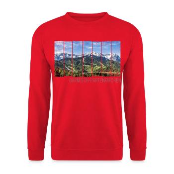 Garmisch Partenkirchen in Bayern Alpen Souvenir - Unisex Pullover - Rot - Vorne - Alina (178cm) & Michal (187cm)