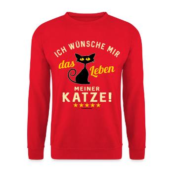 Leben meiner Katze - Unisex Pullover - Rot - Vorne - Alina (178cm) & Michal (187cm)