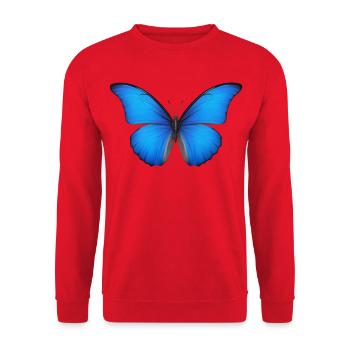 Azurblaue Schmetterlingsflügel - Unisex Pullover - Rot - Vorne - Alina (178cm) & Michal (187cm)