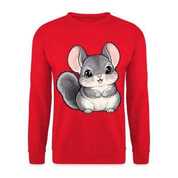 Chinchilla Kawaii Style – Süßes Nagetier - Unisex Pullover - Rot - Vorne - Alina (178cm) & Michal (187cm)